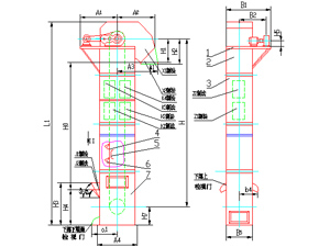 TH環(huán)鏈斗式提升機(jī)外形圖紙